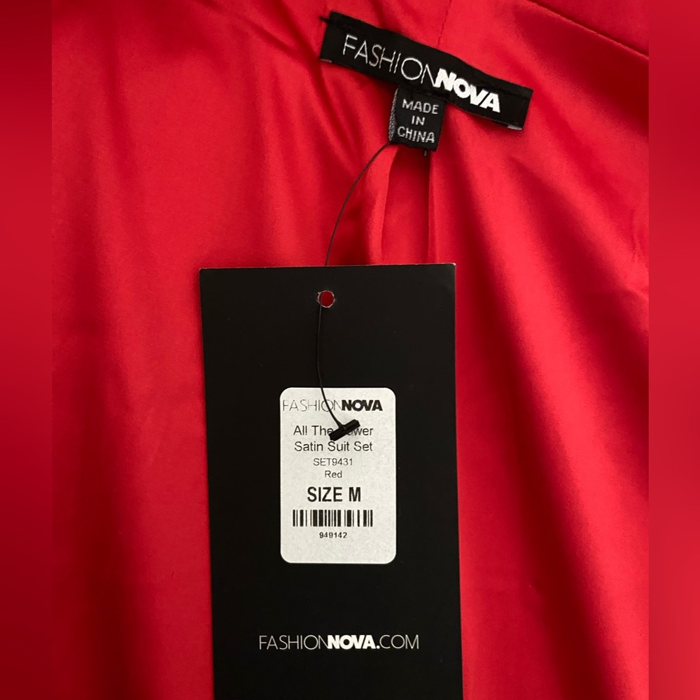 NWT. RED SATIN SUIT